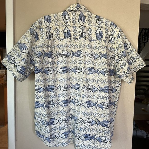 VTG Crossings Mens Fish Geometric Print Hawaiian Short Sleeve Button Down Shirt - Picture 7 of 12